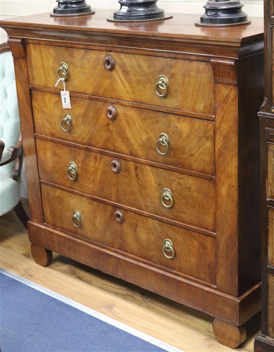 A 19th century French mahogany chest of drawers, 118cm wide